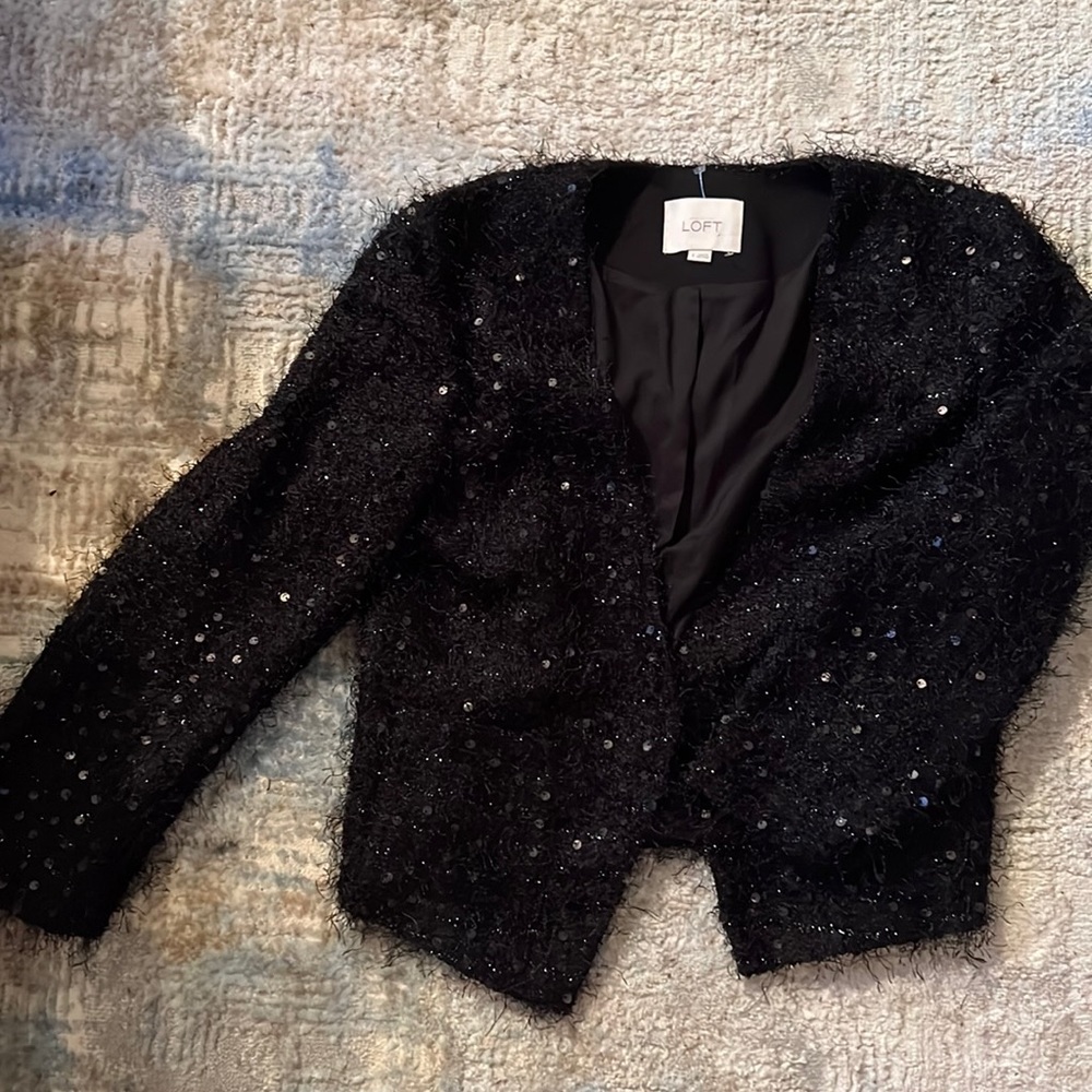 Loft black sequin jacket/blazer in size 6
